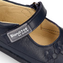 BLANDITOS Girl Mary Jane shoes with flower design in nappa leather.