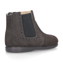 SUPER FLEXIBLE Kids Ankle boot shoes with zipper closure and elastic band in suede leather in sweet colors.