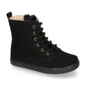 Kids suede leather Ankle boots ROCKER style with zipper closure and laces.