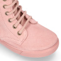 Kids suede leather Ankle boots ROCKER style with zipper closure and laces.