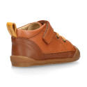 BLANDITOS kids ankle sneakers laceless in tan color nappa leather.