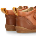 BLANDITOS kids ankle sneakers laceless in tan color nappa leather.