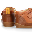 BLANDITOS kids ankle sneakers laceless in tan color nappa leather.