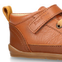 BLANDITOS kids ankle sneakers laceless in tan color nappa leather.