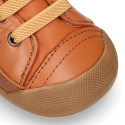 BLANDITOS kids ankle sneakers laceless in tan color nappa leather.