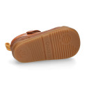 BLANDITOS kids ankle sneakers laceless in tan color nappa leather.