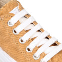 TAN color Cotton canvas OKAA Sneaker shoes with shoelaces and toe cap.