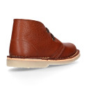 TAN color Nappa leather kids Safari boots with laces.