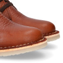 TAN color Nappa leather kids Safari boots with laces.