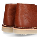 TAN color Nappa leather kids Safari boots with laces.