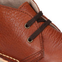 TAN color Nappa leather kids Safari boots with laces.