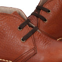 TAN color Nappa leather kids Safari boots with laces.