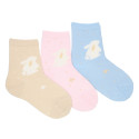 CHILDREN´S BUNNIES EMBROIDERY SHORT SOCKS BY CONDOR.