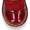 Suede leather kids SPORT Pascuala style ankle boots combined with patent leather.