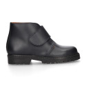 School kids ankle boot shoes, road shoes style laceless in leather.