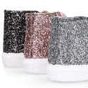 GLITTER High Sneaker shoes with velvet shoelaces and with toe cap for girls.