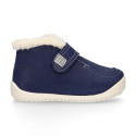 Botita niños OKAA FLEX tipo Wallabee con cuello borrego en piel Nobuck.