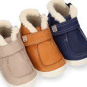 New Kids Bootie OKAA FLEX shoes with Wallabee design and with side zipper closure.