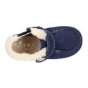 New Kids Bootie OKAA FLEX shoes with Wallabee design and with side zipper closure.