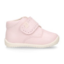 PINK color OKAA FLEX kids Bootie shoes laceless and with toe cap.