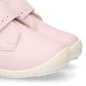 PINK color OKAA FLEX kids Bootie shoes laceless and with toe cap.