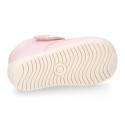 PINK color OKAA FLEX kids Bootie shoes laceless and with toe cap.