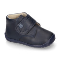 NAVY BLUE color OKAA FLEX kids Bootie shoes laceless and with toe cap.