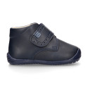 NAVY BLUE color OKAA FLEX kids Bootie shoes laceless and with toe cap.