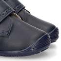 NAVY BLUE color OKAA FLEX kids Bootie shoes laceless and with toe cap.