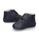 NAVY BLUE color OKAA FLEX kids Bootie shoes laceless and with toe cap.