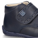 NAVY BLUE color OKAA FLEX kids Bootie shoes laceless and with toe cap.