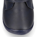 NAVY BLUE color OKAA FLEX kids Bootie shoes laceless and with toe cap.