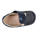 NAVY BLUE color OKAA FLEX kids Bootie shoes laceless and with toe cap.