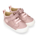 BLANDITOS kids ankle sneakers laceless in soft combined nappa leather.