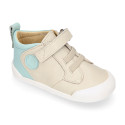 BLANDITOS kids ankle sneakers laceless in soft combined nappa leather.