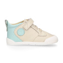 BLANDITOS kids ankle sneakers laceless in soft combined nappa leather.