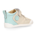 BLANDITOS kids ankle sneakers laceless in soft combined nappa leather.