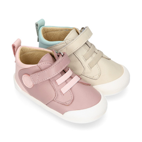 BLANDITOS kids ankle sneakers laceless in soft combined nappa leather.