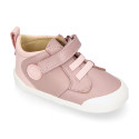 BLANDITOS kids ankle sneakers laceless in soft combined nappa leather.