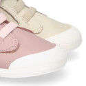 BLANDITOS kids ankle sneakers laceless in soft combined nappa leather.