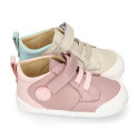 BLANDITOS kids ankle sneakers laceless in soft combined nappa leather.