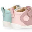 BLANDITOS kids ankle sneakers laceless in soft combined nappa leather.