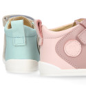 BLANDITOS kids ankle sneakers laceless in soft combined nappa leather.