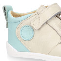 BLANDITOS kids ankle sneakers laceless in soft combined nappa leather.