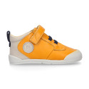 BLANDITOS kids ankle sneakers laceless in soft MUSTARD nappa leather.