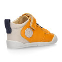 BLANDITOS kids ankle sneakers laceless in soft MUSTARD nappa leather.