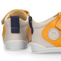 BLANDITOS kids ankle sneakers laceless in soft MUSTARD nappa leather.