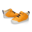 BLANDITOS kids ankle sneakers laceless in soft MUSTARD nappa leather.