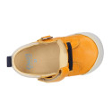 BLANDITOS kids ankle sneakers laceless in soft MUSTARD nappa leather.