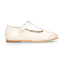 Girl T-Strap Mary Jane shoes in PORCELAIN NAPPA leather.